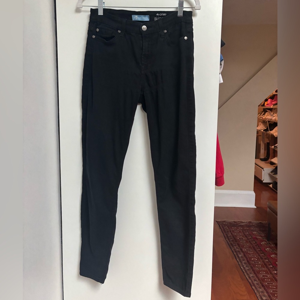 7 For All Mankind Black Skinny Jeans Sleek Fit